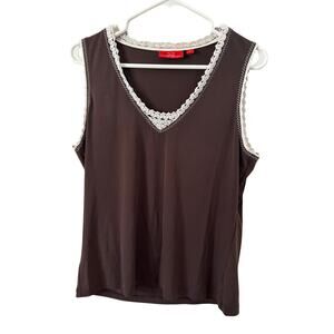 Oscar by Oscar de la Renta Brown Tank Top Size L